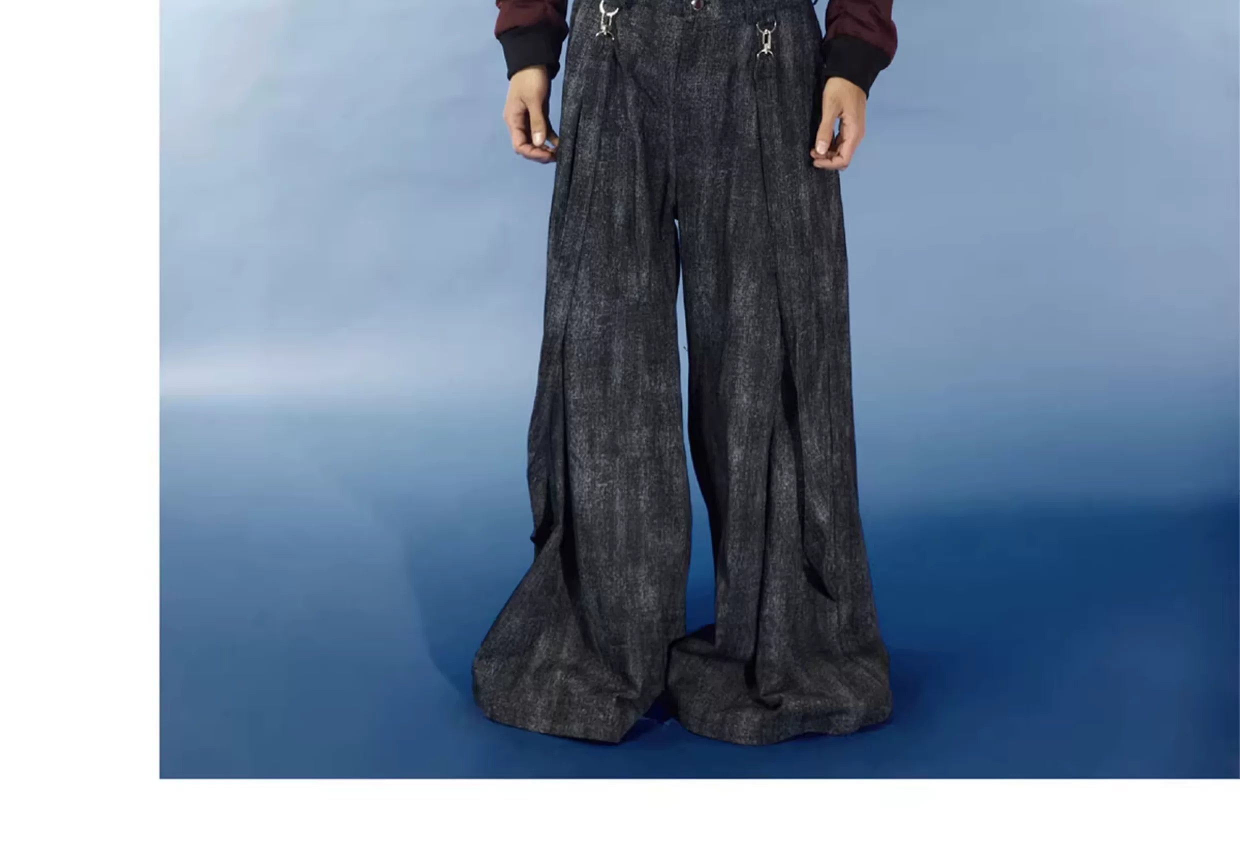 Cropped Two-Piece Maroon Denim Bomber Jacket