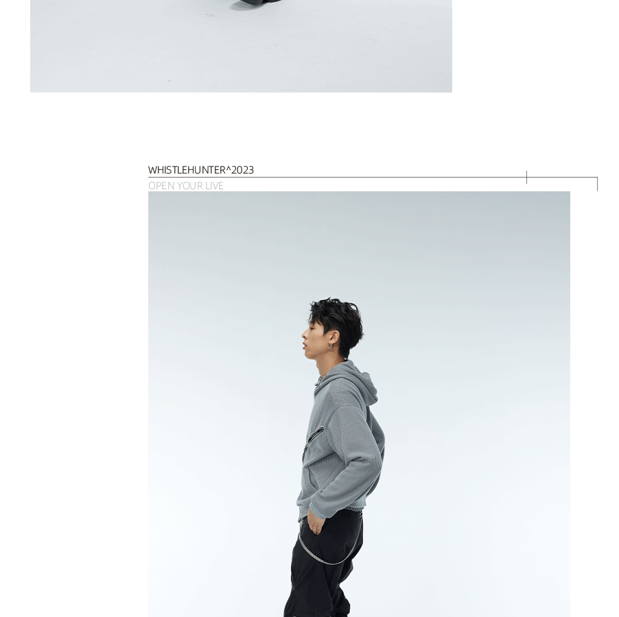 Two-Tone Cross Zip Hooded Turtleneck Cardigan