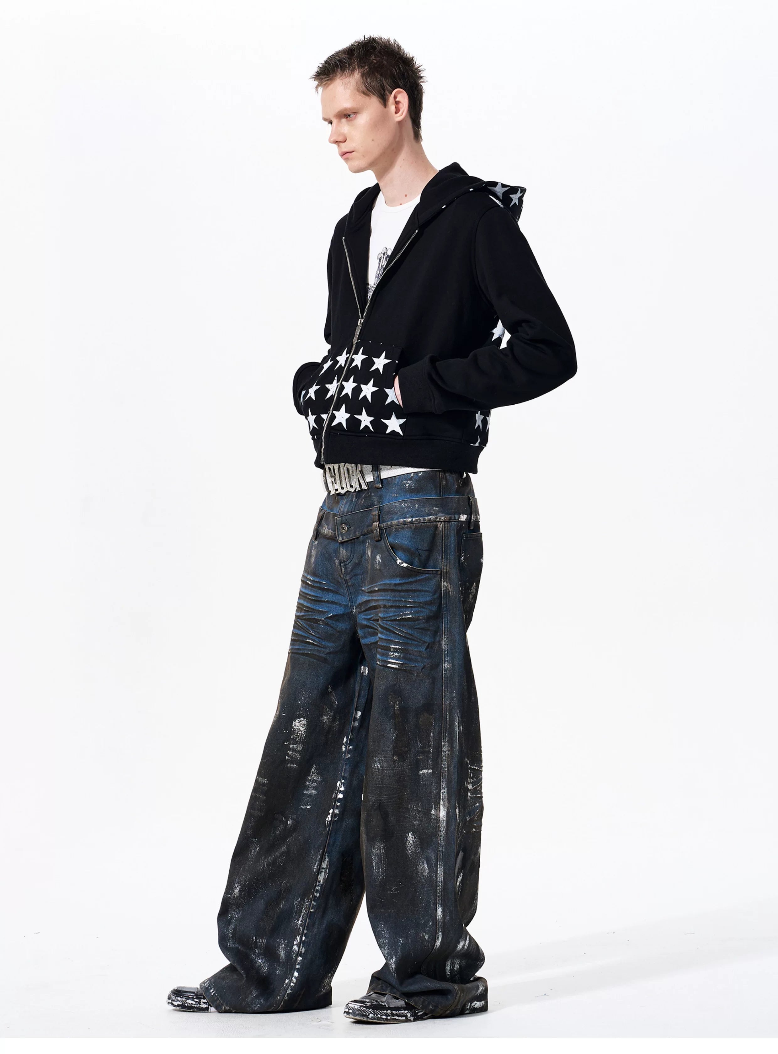 Men's Star Printed Hooded Jacket
