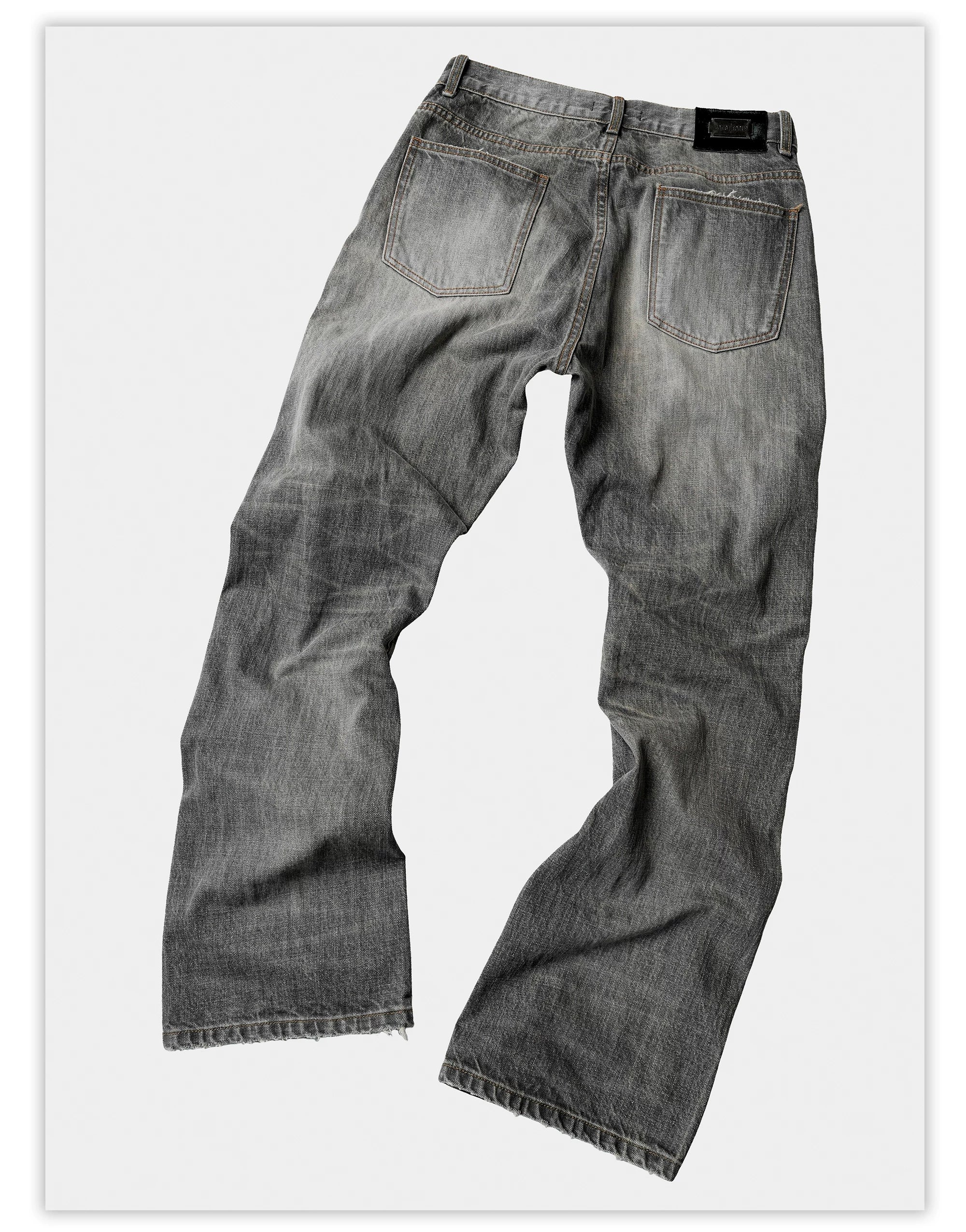 Cream Gray Washed Straight Leg Jeans