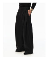 Black Vertical Striped Wool Dress Pants