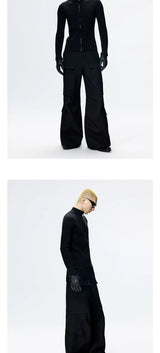 Unisex Black Short Slim Knit Cardigan