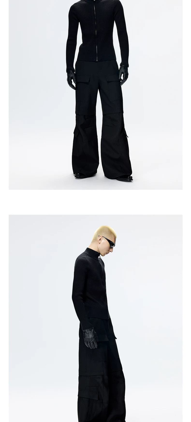 Unisex Black Short Slim Knit Cardigan