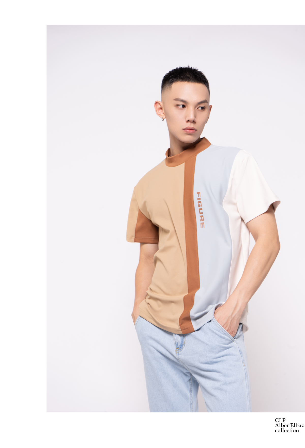 Men's Loose Half High Collar Tee