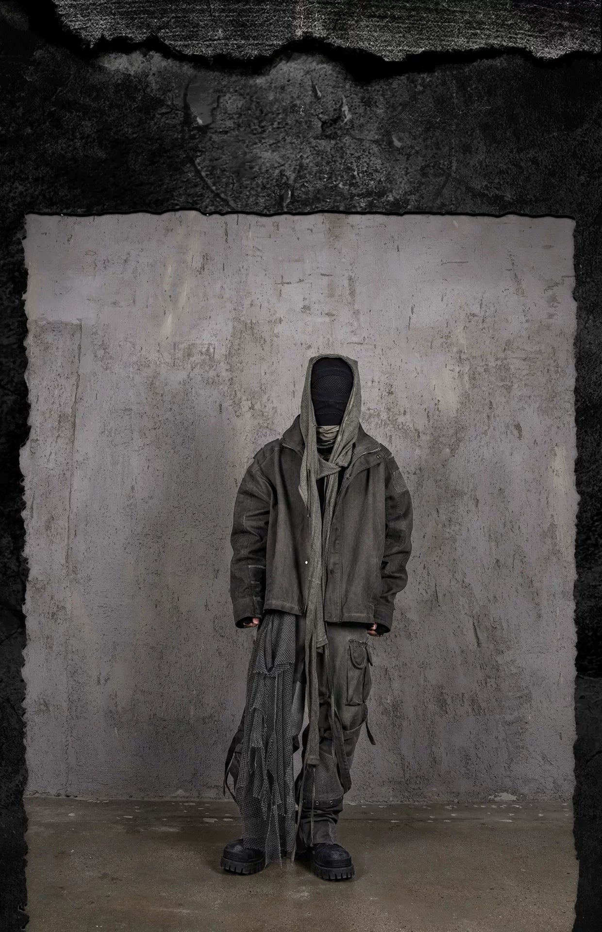 Distressed Patchwork Strapped Scavenger Jacket