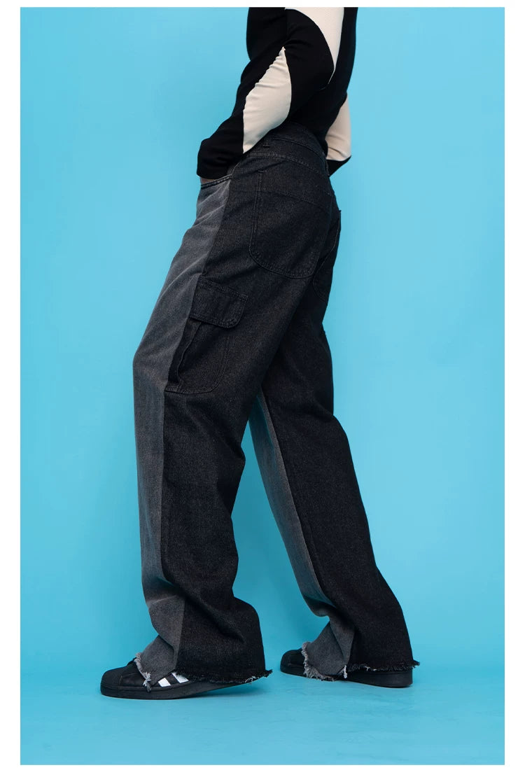 Men's Colorblock Wide Leg Jeans