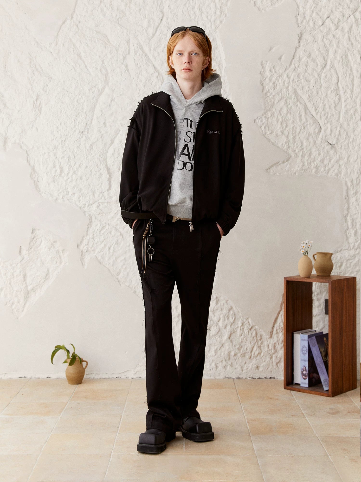 Men's Drapey Frayed Flared Dress Pants