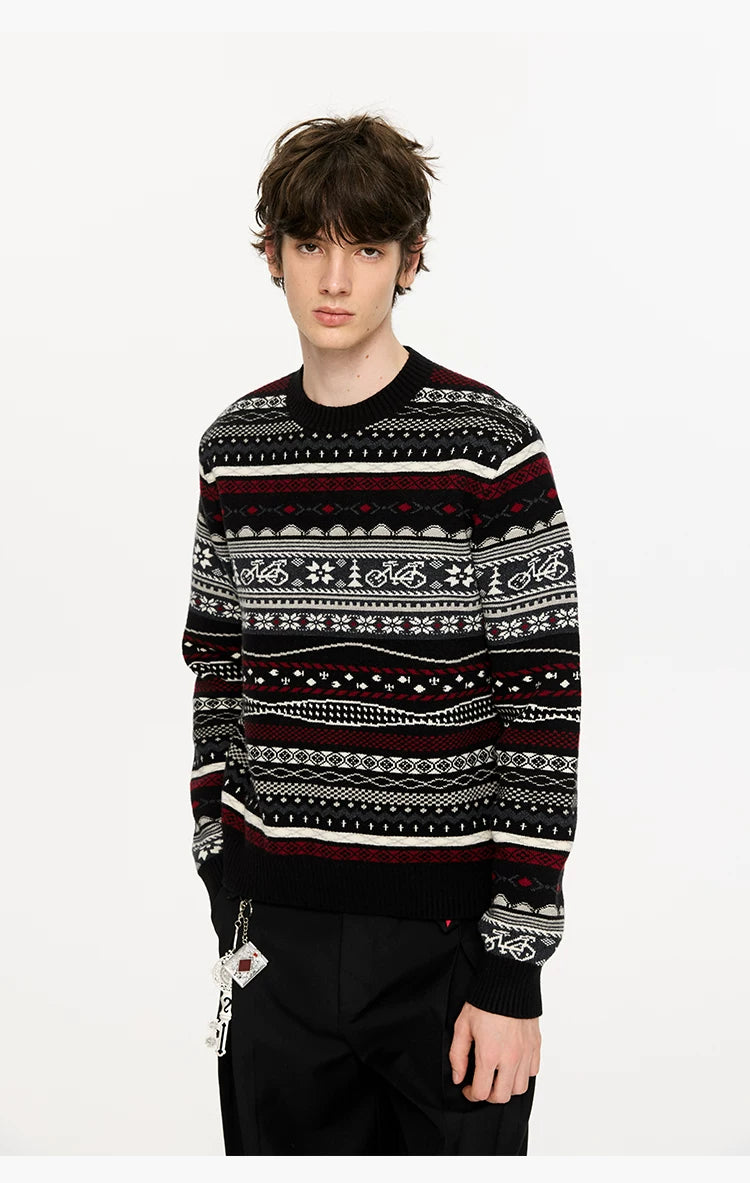 Fair Isle Milk Cotton Knit Sweater