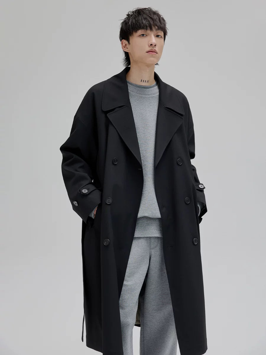 Double Breasted Long Trench Coat