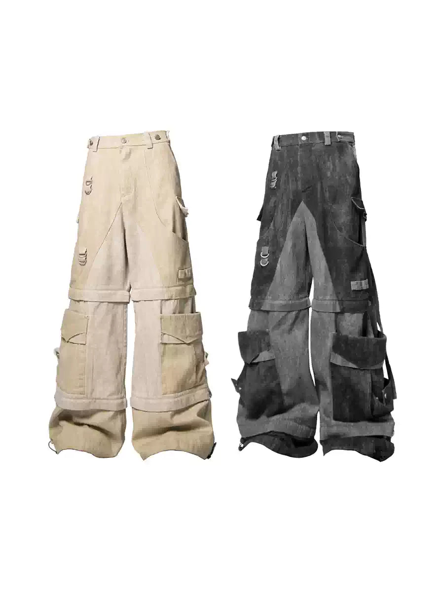 Multi-Length Detachable Patchwork Cargo Pants