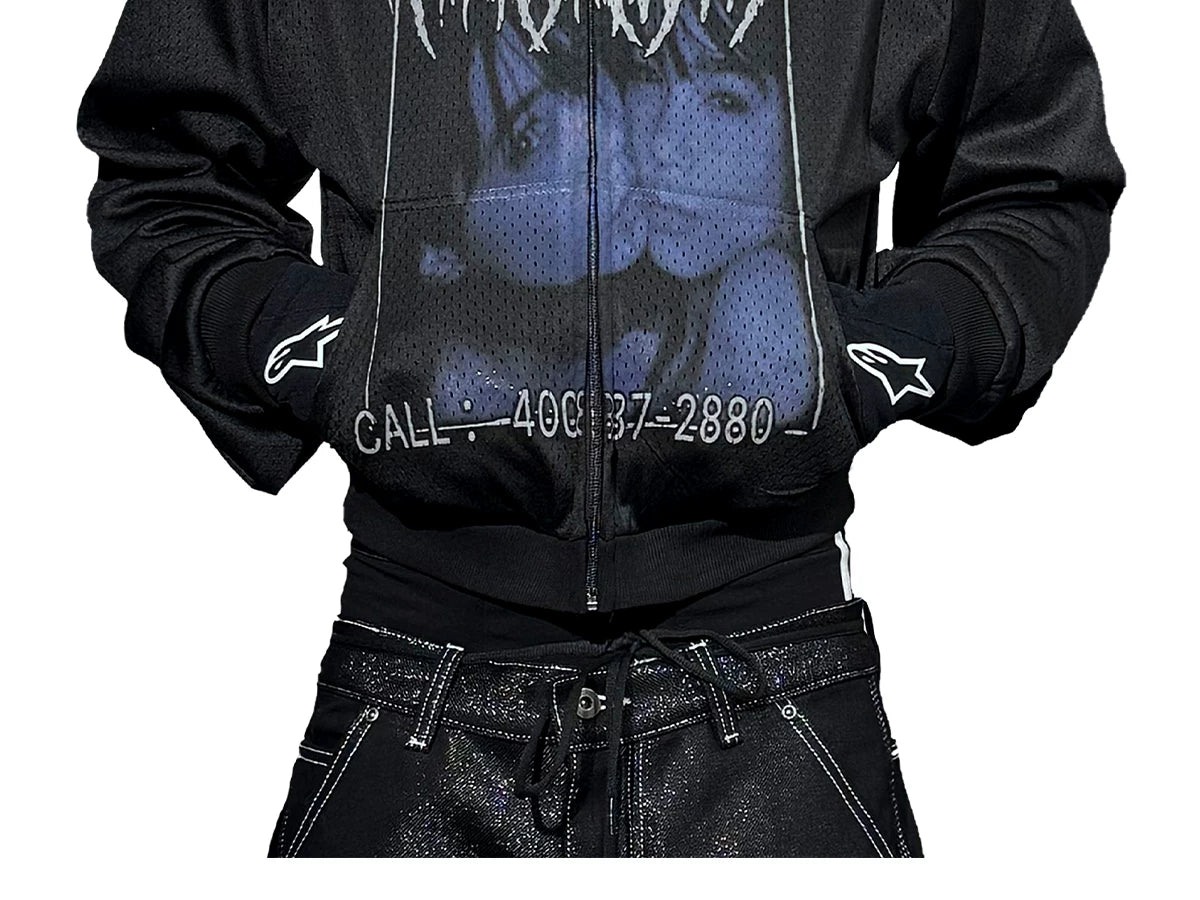 Slim Fit Mesh Zip-Up Hoodie