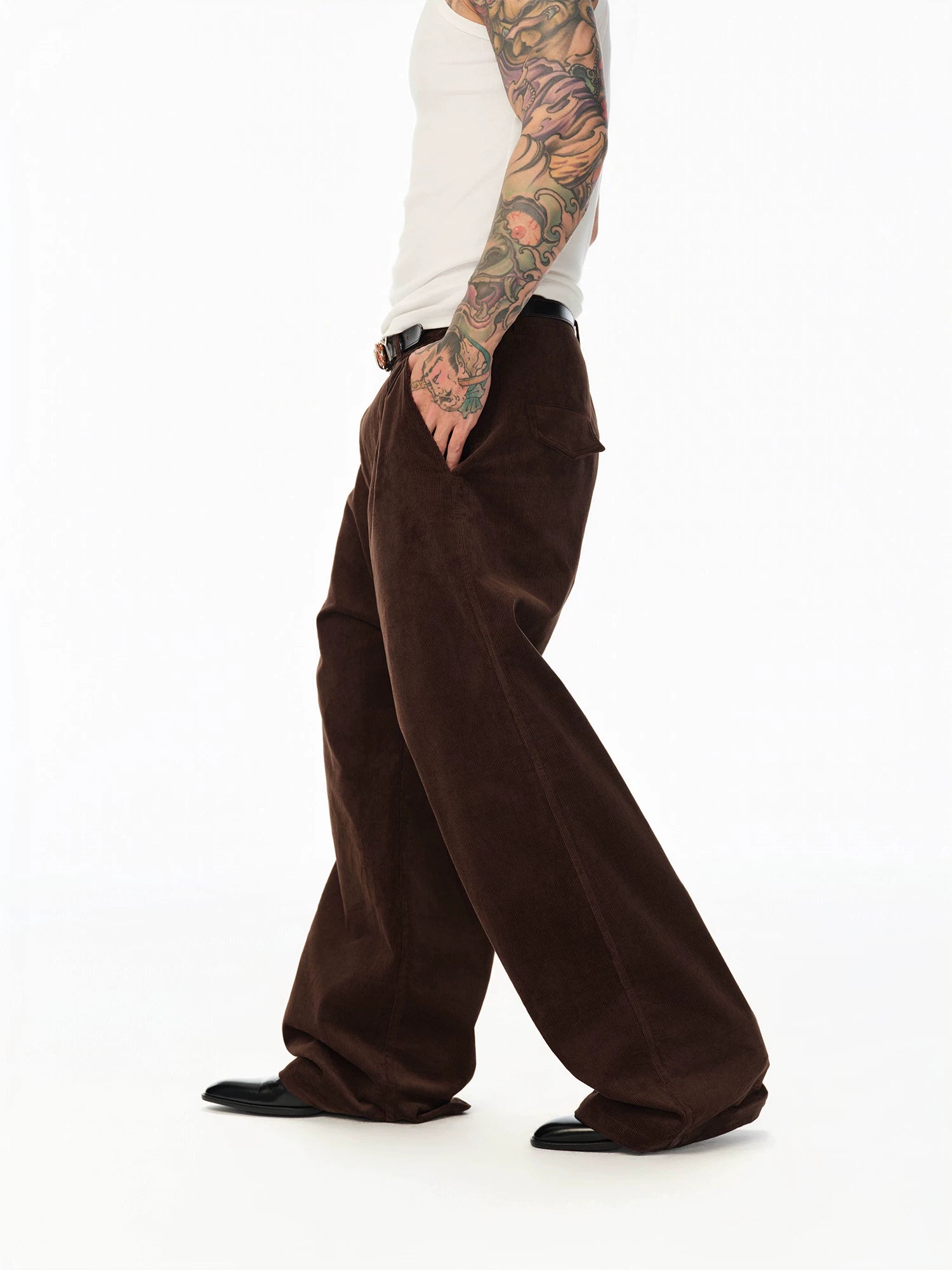 Imported Corduroy Wide Leg Straight Pants