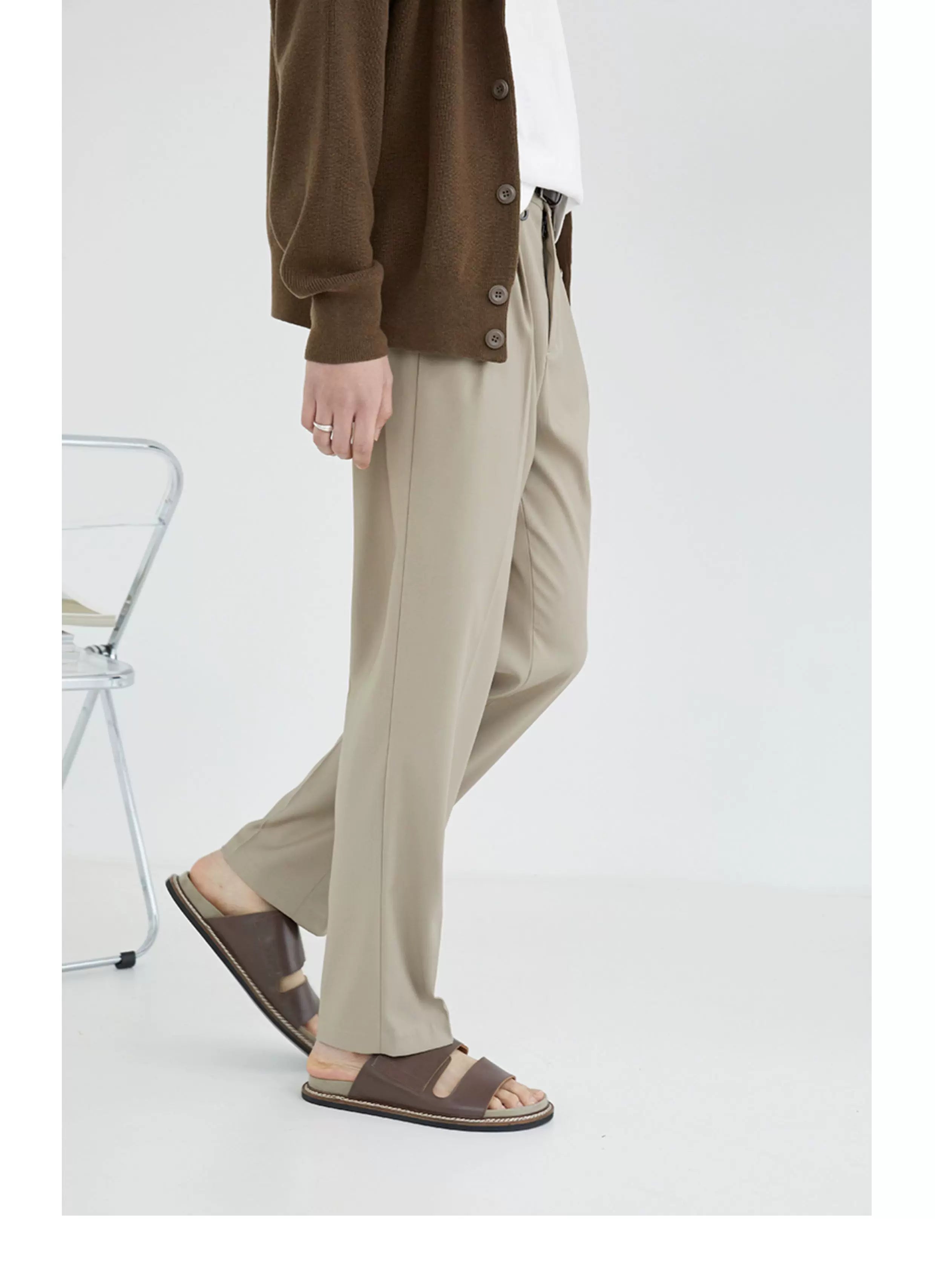 Double Pleated Wide Cropped Suit Pants