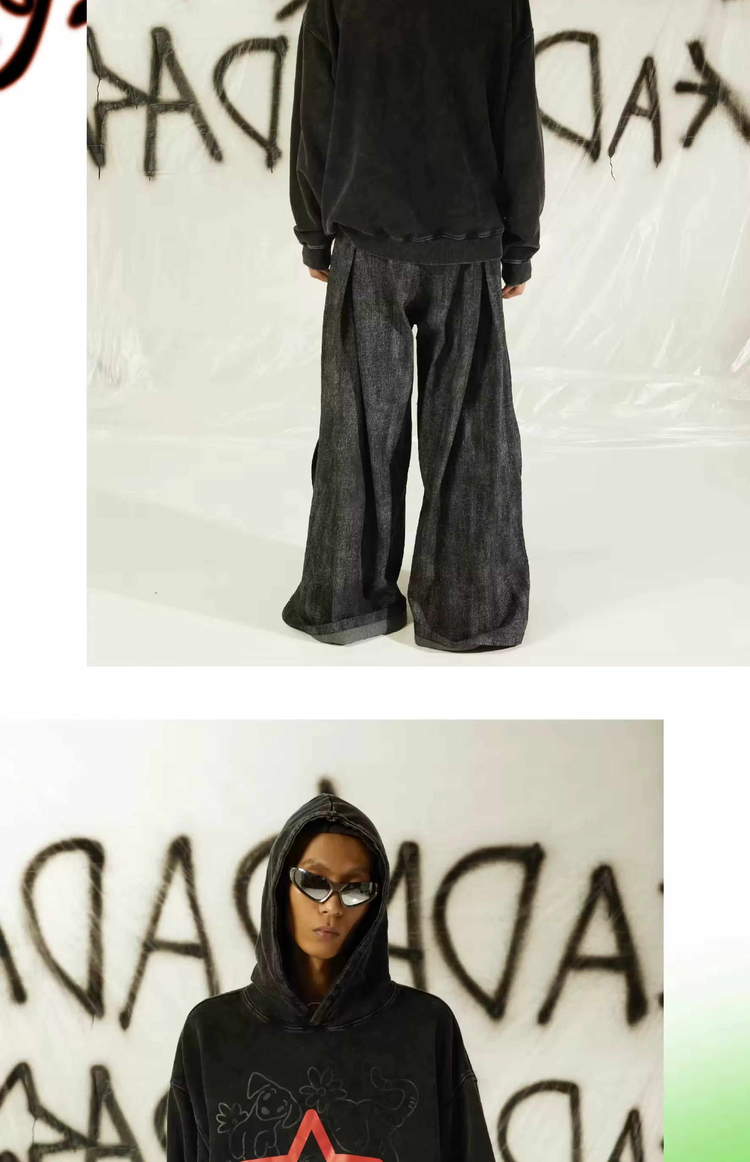 Y2K Washed Loose Flared Denim Overalls