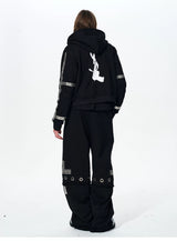 Men's Black Straight Two-In-One Riveted Sweatpants