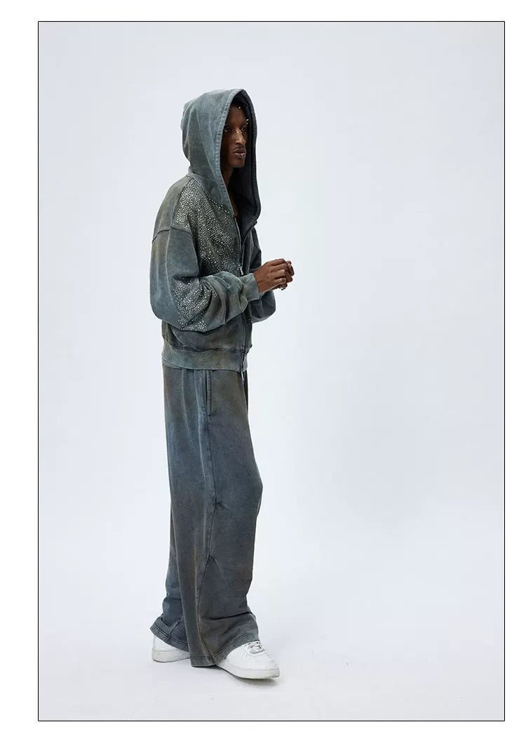 Vintage Washed Drawstring Wide Leg Sweatpants