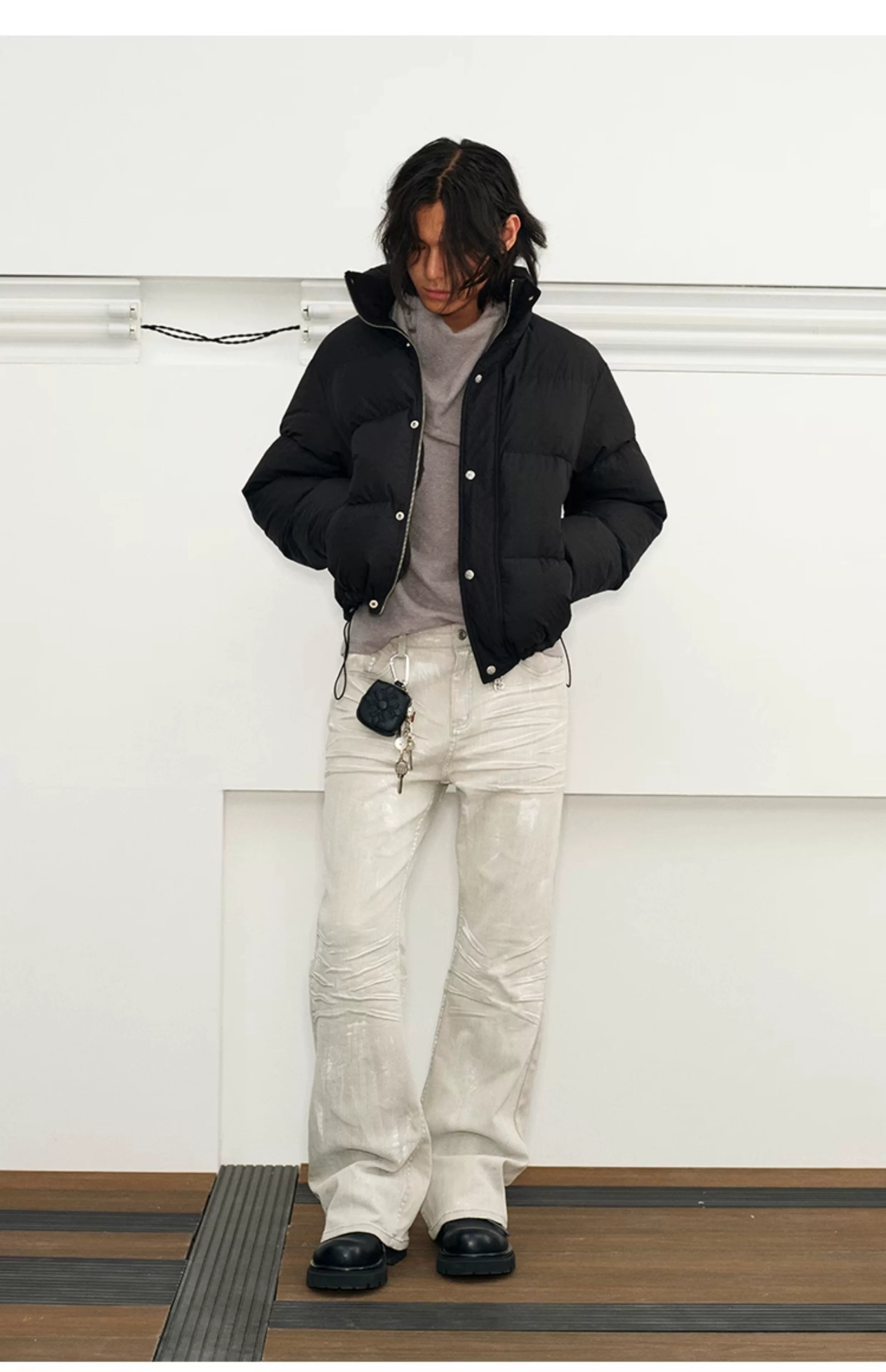 Men's Embossed Stand Collar Down Jacket