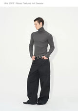 Long Sleeve Turtleneck Ribbed Knit Top