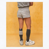 Camouflage Gray Embroidered Elastic Waist Shorts