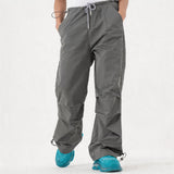 Black Khaki Drawstring Wide Leg Pants