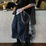 Detachable Trim Washed Slub Denim Shorts