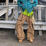 Removable Multi-pocket Ribbon Distressed Cargo Pants