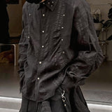 Two-Tone Deconstructed Studded Hem Shirt