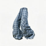 Loose Gradient Washed Plaid Print Jeans