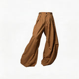 Loose Draped Pleated Curved Trousers