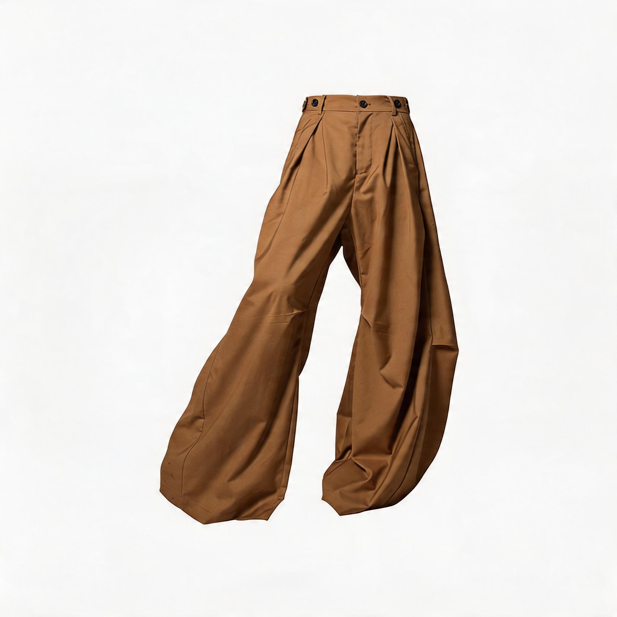 Loose Draped Pleated Curved Trousers