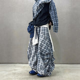 Loose Gradient Washed Plaid Print Jeans