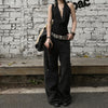 Studded Deconstructed Washed Two-tone A-line Jeans