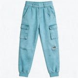 Double Waist Splatter Distressed Cargo Sweatpants
