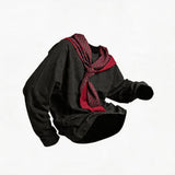 Two-Tone Striped Plaid Raglan Hoodie