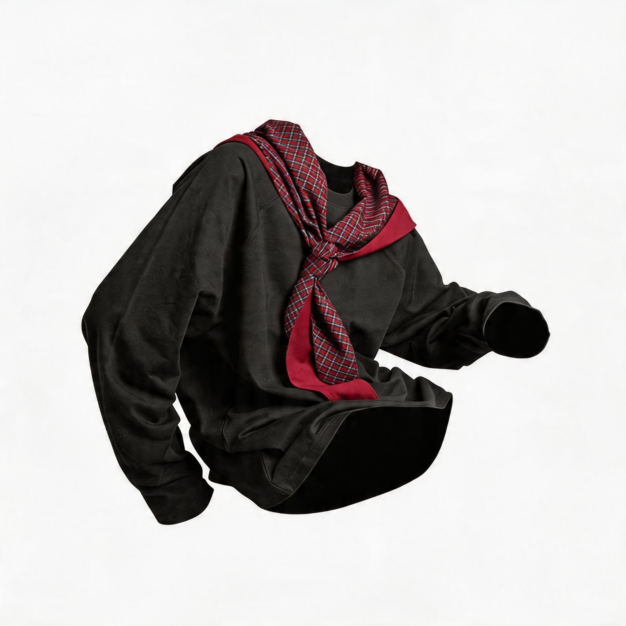 Two-Tone Striped Plaid Raglan Hoodie