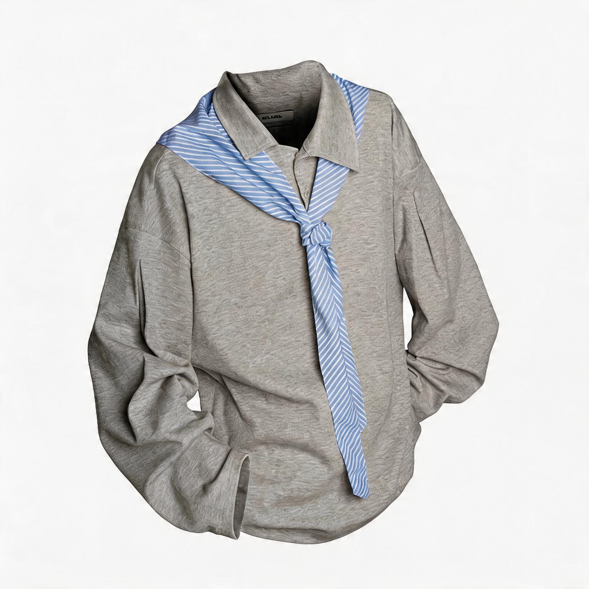 Asymmetric 100% Cotton Knit Polo Scarf