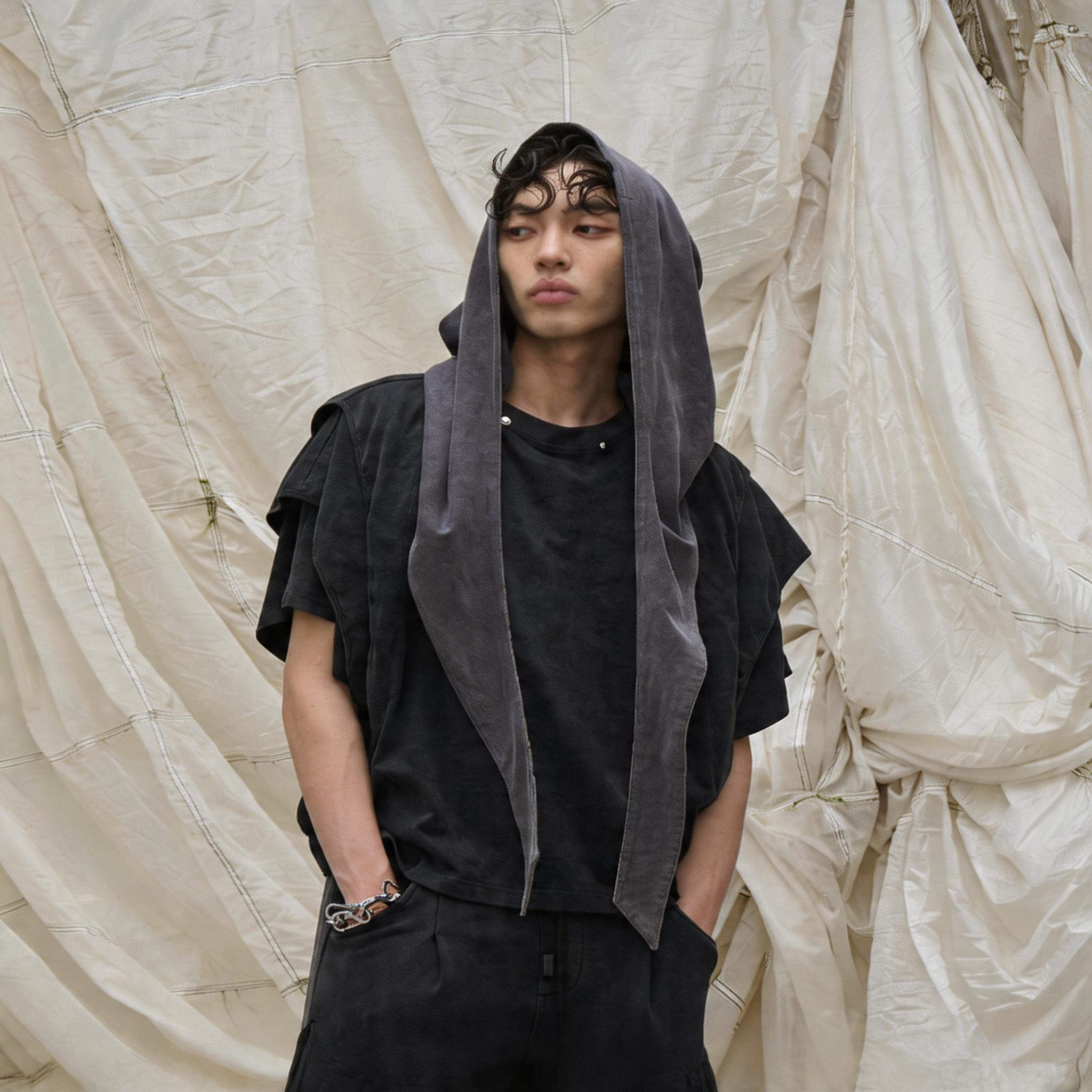 Detachable Hood Short-Sleeve Ring Cut Tees