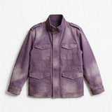 Plaid Hooded Smoke-Dyed Violet M65 Jacket