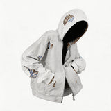 Stripe Patchwork Washed Zip Hoodie