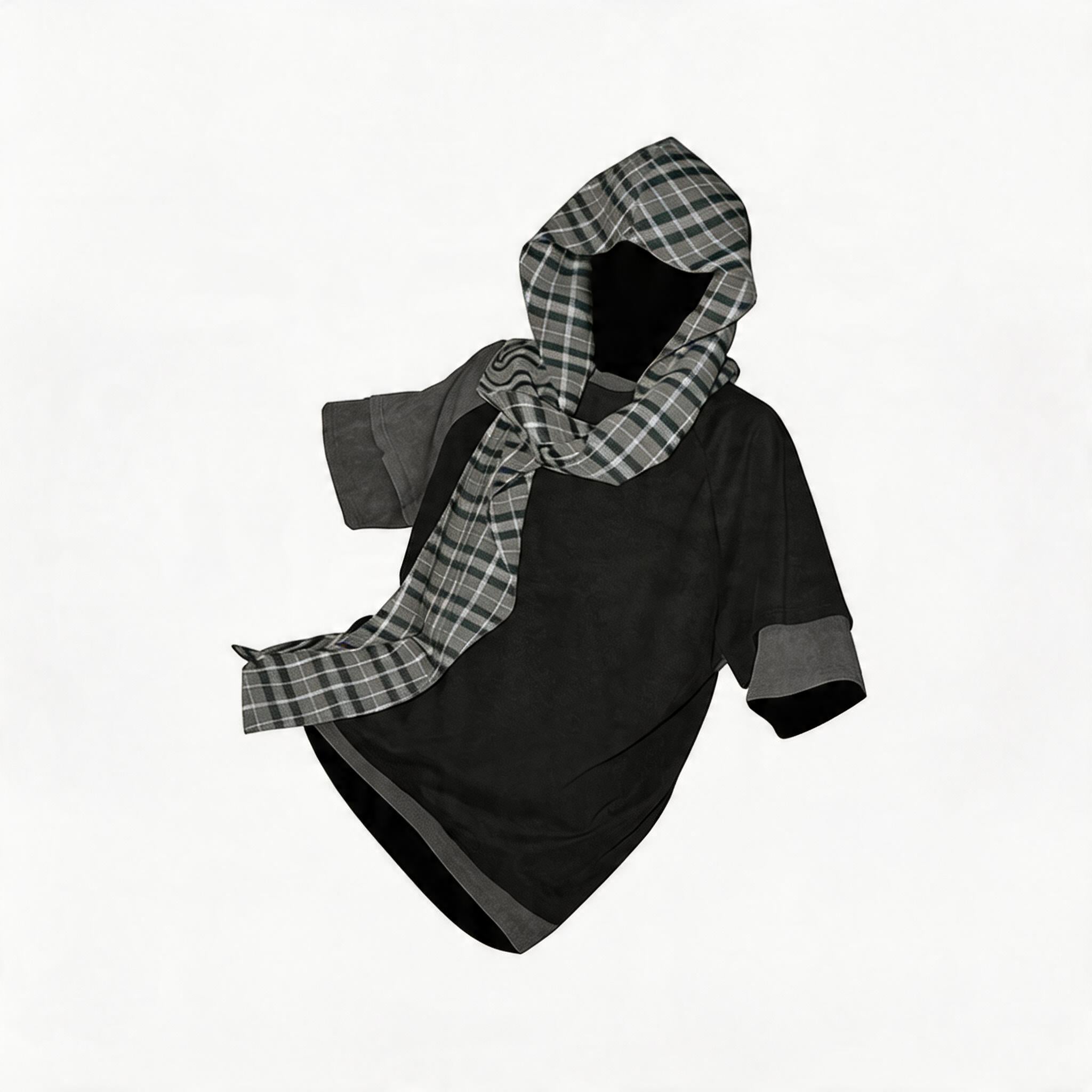 Detachable Hood Color Block Washed Tee