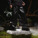 Pleated Tapered Leather Pants