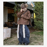 Flocked Curved Two-Way Jeans