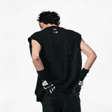 Black Deconstructed Padded Tank Top