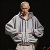 Batwing Sleeve Paneled Zip Knit Sweatshirt