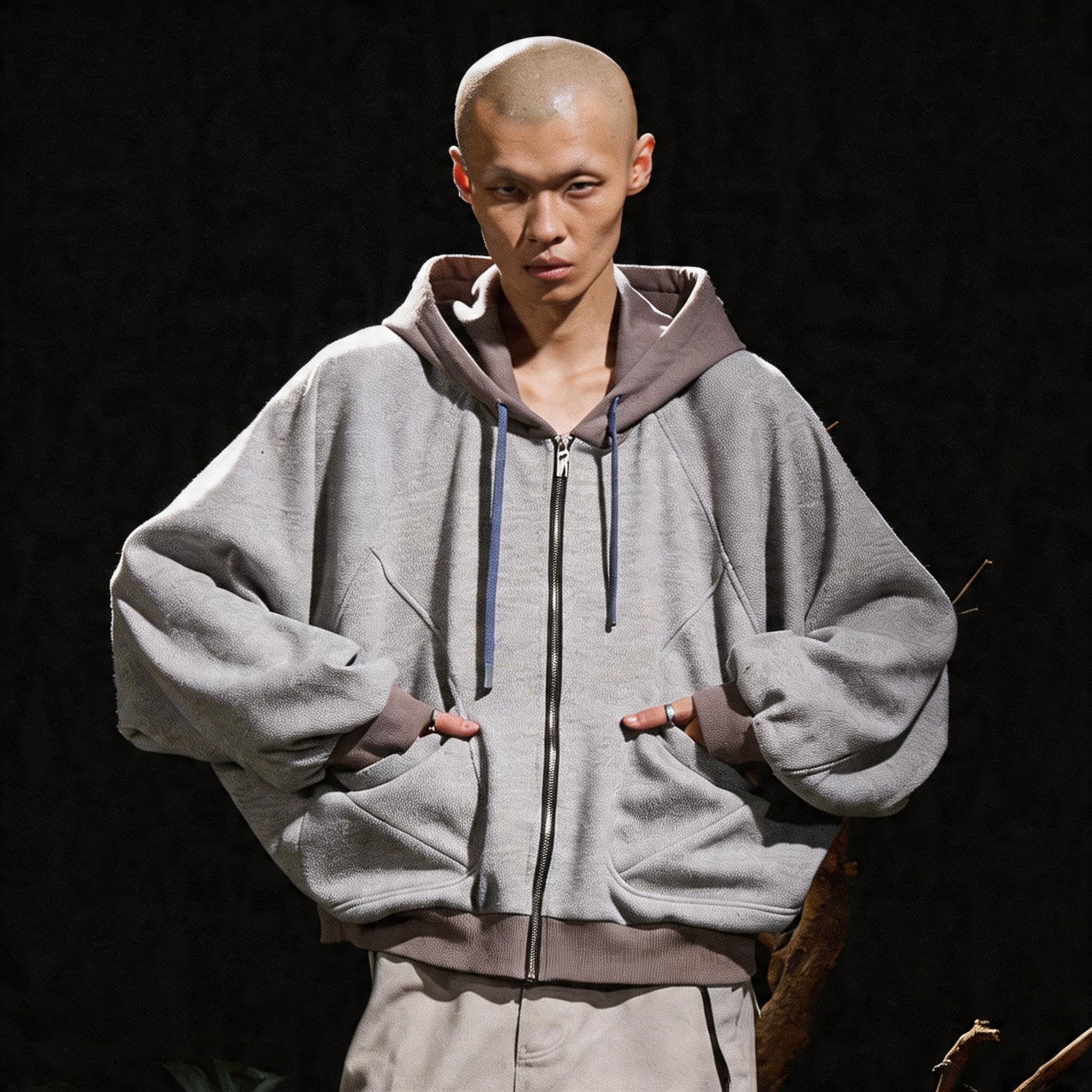 Batwing Sleeve Paneled Zip Knit Sweatshirt