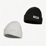 Thick Beanie With Hand-sewn Metal Plaque