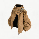 Detachable Scarf Hooded Frosted Leather Coat