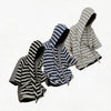 Striped Short-sleeve Detachable Hood Wool-lyocell Tee