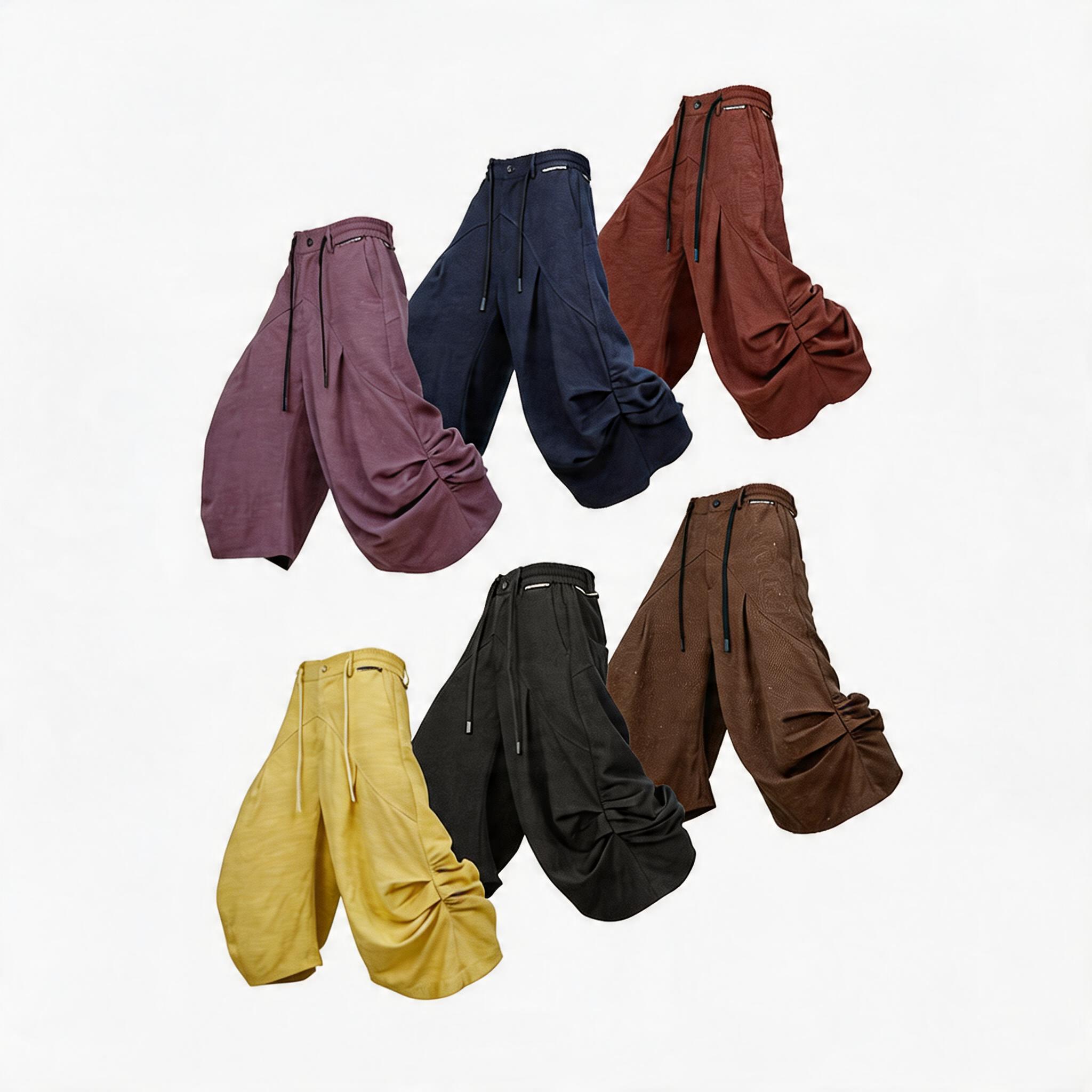 Balloon Pleated Acetate Tencel Cropped Pants