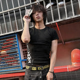Cross Print Slim Crew Neck Tees